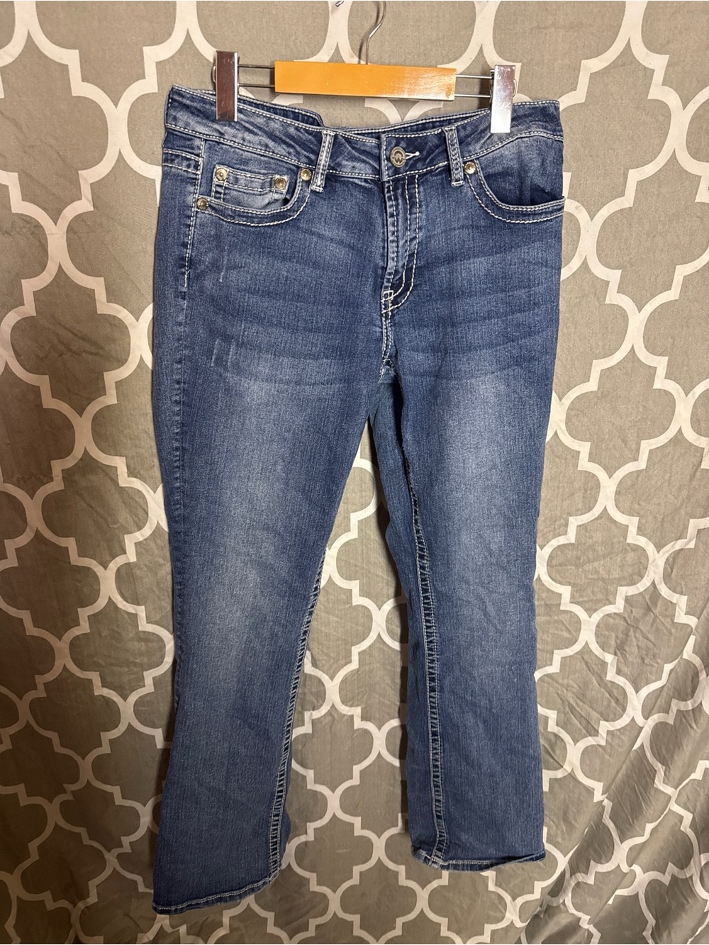 Warehouse One Mid Rise Baby Bootcut Jeans Size 32 Regular Dark Wash